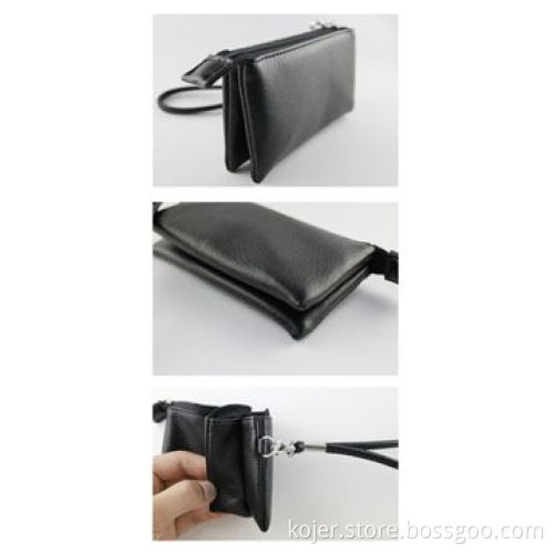 PU Leather Mobile Phone Bag with Zipper, Lanyard and Velvet Lining, OEM Orders are Welcome